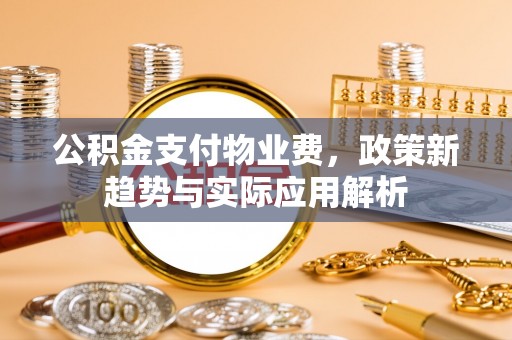 高陵公积金支付物业费，政策新趋势与实际应用解析